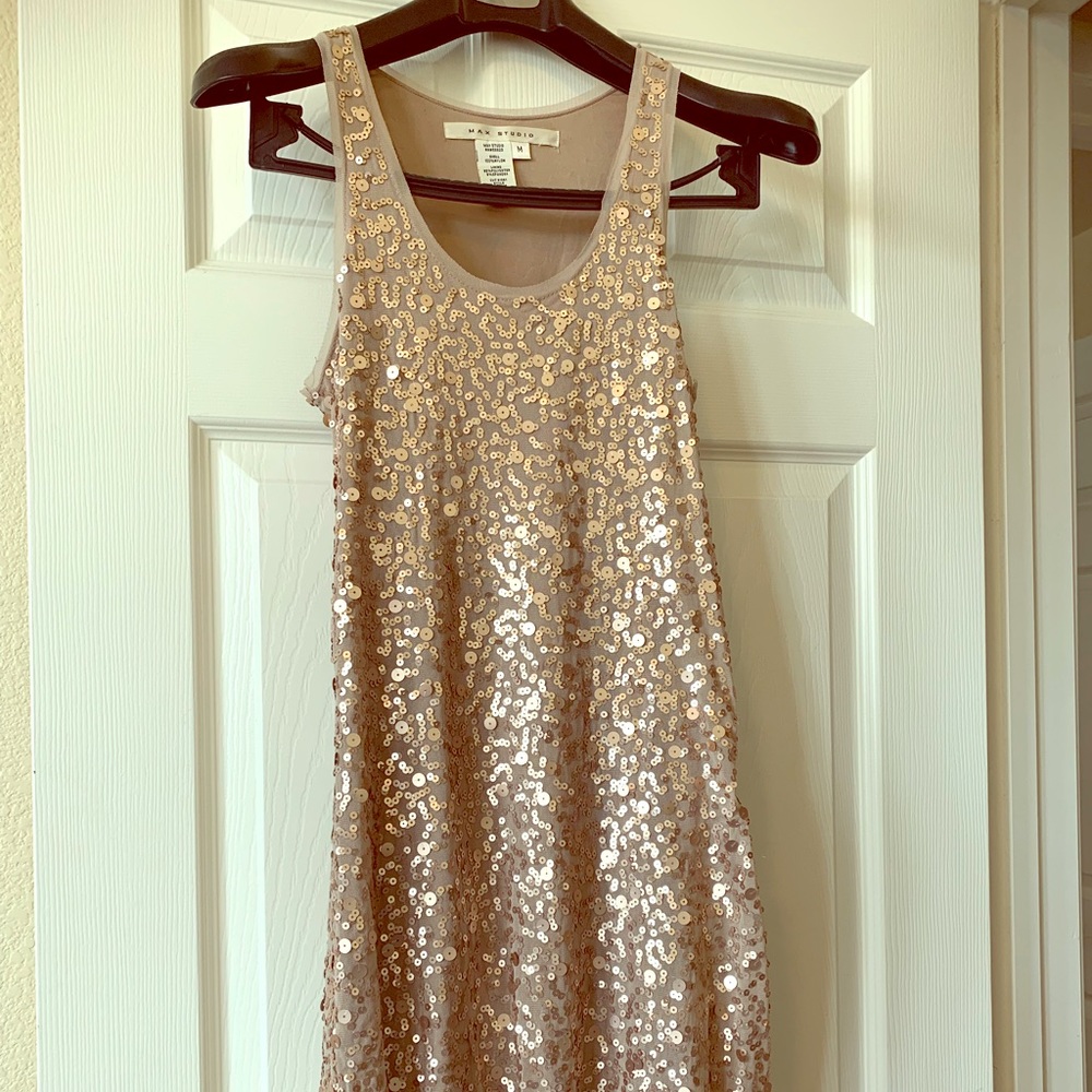 Nude sequin tank dress